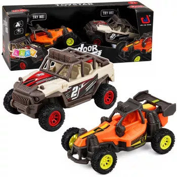 LEAN TOYS Visureigių automobilių rinkinys su šviesomis ir garsais, 2 vnt.