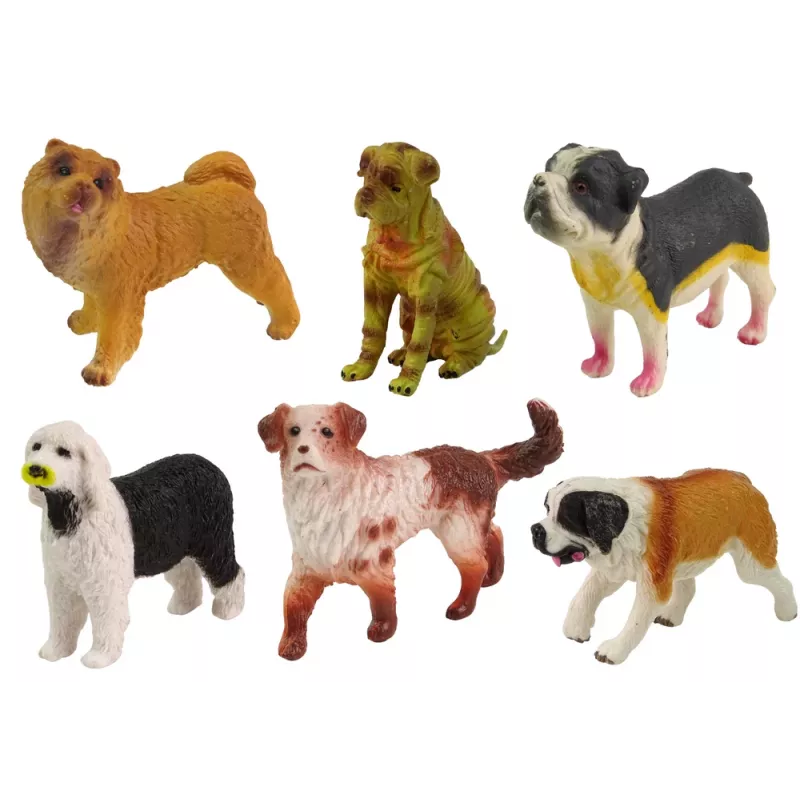 LEAN TOYS Šunų figūrėlių rinkinys „Šunų veislės“ 6 elementai