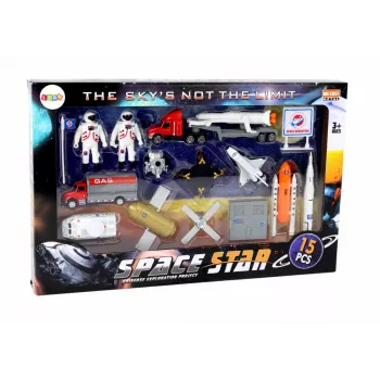 LEAN TOYS Figūrų rinkinys Space Truck Rocket 15 vnt.
