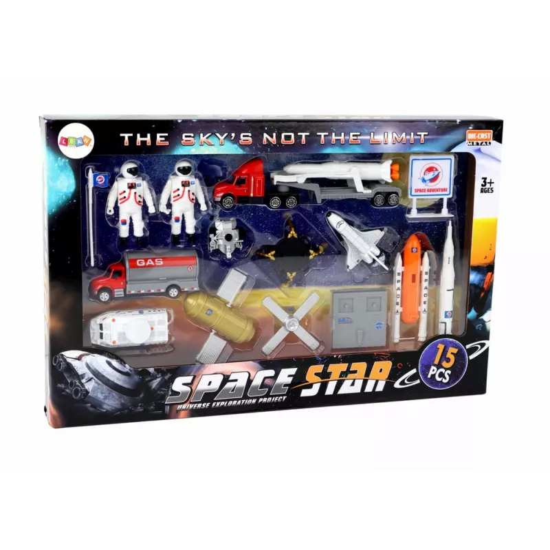 LEAN TOYS Figūrų rinkinys Space Truck Rocket 15 vnt.