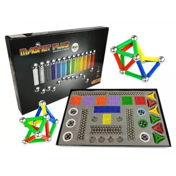 LEAN TOYS Magnastix magnetinių blokelių rinkinys 560 + lenta