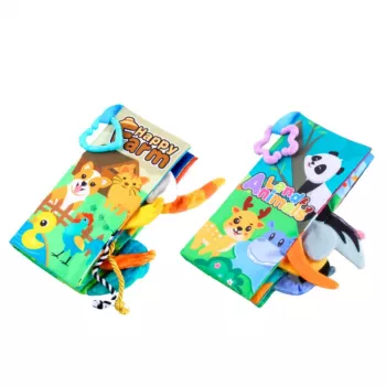 LEAN TOYS Minkštų spalvingų lavinamųjų jutiminių knygelių rinkinys mažyliams 4 vnt.