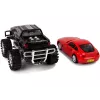 LEAN TOYS Transporto priemonių rinkinys: Juodas monster truck ir baltas kemperis 58 cm
