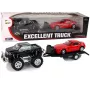 LEAN TOYS Transporto priemonių rinkinys: Juodas monster truck ir baltas kemperis 58 cm