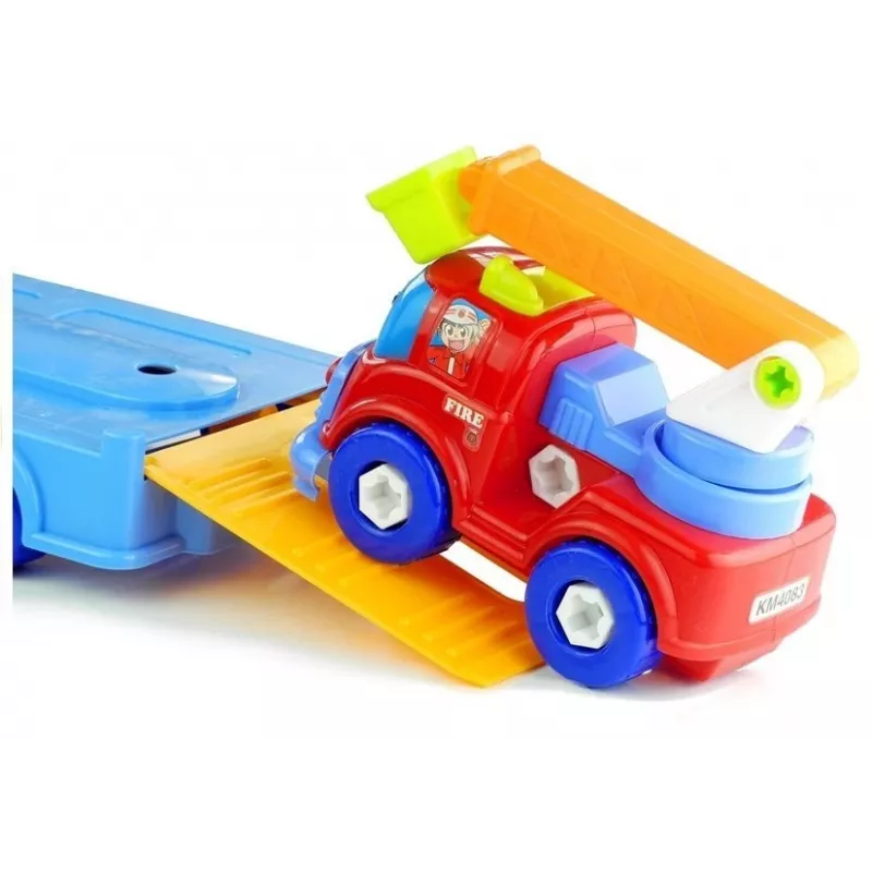 LEAN TOYS Automobilių rinkinys: policija, gaisrinė, autovežis, išardomi automobiliai