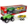 LEAN TOYS Automobilių rinkinys Geltoni sportiniai automobiliai Žali visureigiai su inerciniu mechanizmu