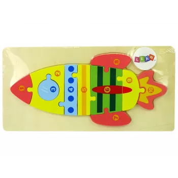 LEAN TOYS Medinių dėlionių rinkinys Raketų skaičiai