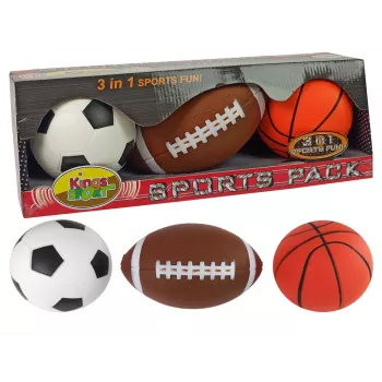 LEAN TOYS Minkštų sporto kamuolių rinkinys 3v1 Futbolas Krepšinis