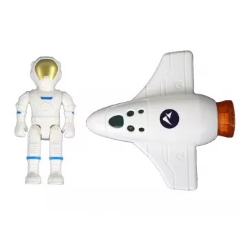 LEAN TOYS Space Mission Cosmos 4 Elementų Rinkinys – Raketa, Astronautas, Rover ir Vėliava (4 dalys, nuo 3 metų)