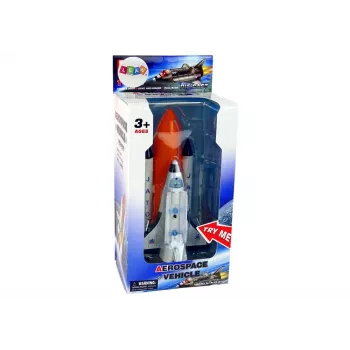 LEAN TOYS Space Rocket su metaliniu erdvėlaiviu - atgal traukiamas, su šviesos ir garso efektais, aviacijos ir kosmoso žaislų rinkinys