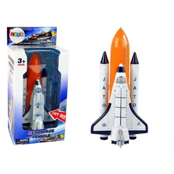 LEAN TOYS Space Rocket su metaliniu erdvėlaiviu - atgal traukiamas, su šviesos ir garso efektais, aviacijos ir kosmoso žaislų rinkinys