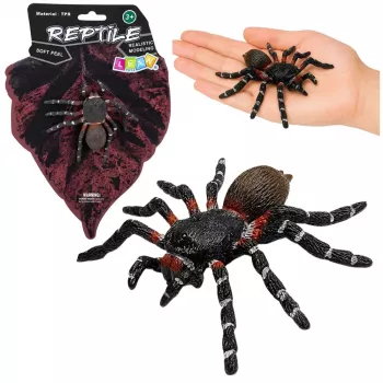 LEAN TOYS Spider Tarantula Rubber Figure Stretchable Realistic Black 10 cm