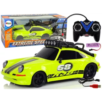 LEAN TOYS Sports Car 1:18 Green Spare Wheel Pilot