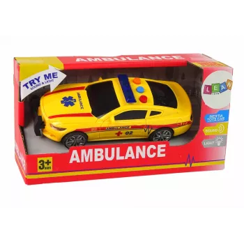 LEAN TOYS Greitosios pagalbos automobilis su šviesomis ir garsu, geltonas