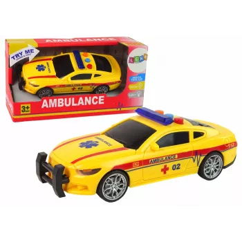 LEAN TOYS Greitosios pagalbos automobilis su šviesomis ir garsu, geltonas