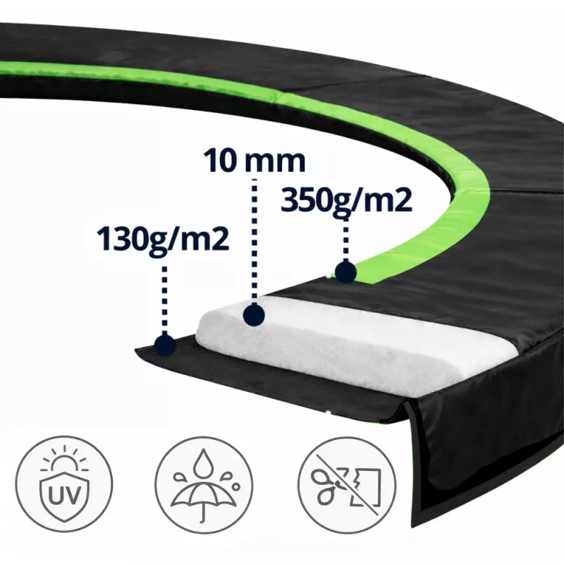 LEAN TOYS Spyruoklių dangtelis 12 pėdų batutui LEAN SPORT PRO – UV atsparus PVC, mėlynas