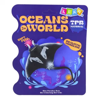 LEAN TOYS Stingray guminė figūrėlė, tamprus, realistinis vandenyno žuvies modelis, 13 cm