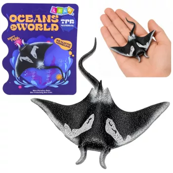 LEAN TOYS Stingray guminė figūrėlė, tamprus, realistinis vandenyno žuvies modelis, 13 cm