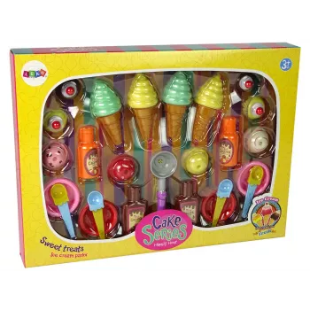 LEAN TOYS Sweet Treats Set ledai, keksiukai, padažai ir šaukšteliai