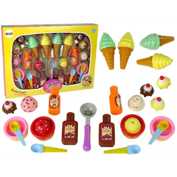 LEAN TOYS Sweet Treats Set ledai, keksiukai, padažai ir šaukšteliai