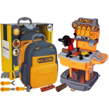 LEAN TOYS Įrankių rinkinys kuprinėje Dirbtuvės Oranžinė ir Pilka