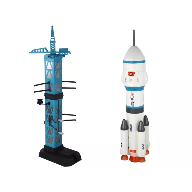 LEAN TOYS Žaislinis kosminės misijos raketų ir astronautų paleidimo rinkinys 15 elementų