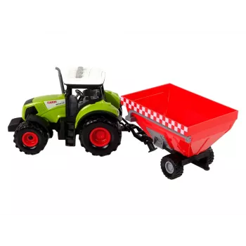 LEAN TOYS Traktorius Ūkio Grūdų Priekaba Garsas Žalias