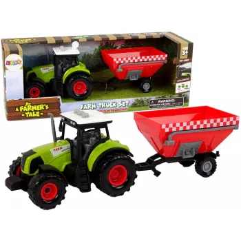 LEAN TOYS Traktorius Ūkio Grūdų Priekaba Garsas Žalias