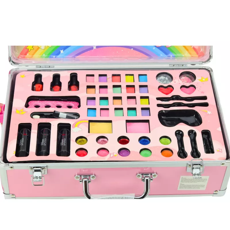 LEAN TOYS Unicorn Pink ratukinis lagaminas grožio rinkinys