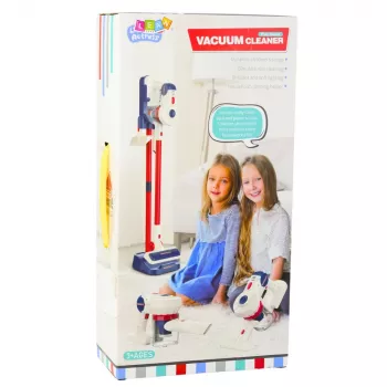 LEAN TOYS vertikalus dulkių siurblys vaikų valymo rinkinys šviesos garsai stotelė balta