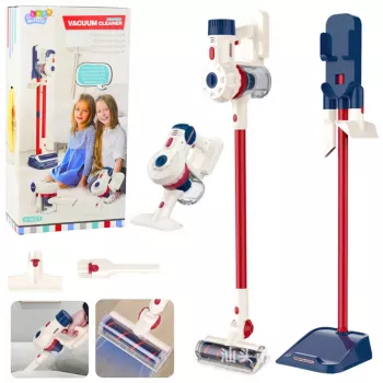 LEAN TOYS vertikalus dulkių siurblys vaikų valymo rinkinys šviesos garsai stotelė balta