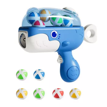 LEAN TOYS Velcro Ball Gun su Audinio Taikiniu Banginis Mėlyna