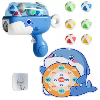 LEAN TOYS Velcro Ball Gun su Audinio Taikiniu Banginis Mėlyna