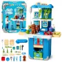 LEAN TOYS Veterinarijos lagaminas su šuns priežiūros rinkiniu, rudos spalvos, 12 dalių vaidmenų žaidimų rinkinys