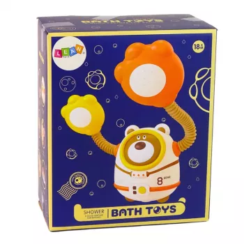 LEAN TOYS Vandeninis maudymosi žaislas Meškiukas astronautas su vandens cirkuliacija ir siurbtukais