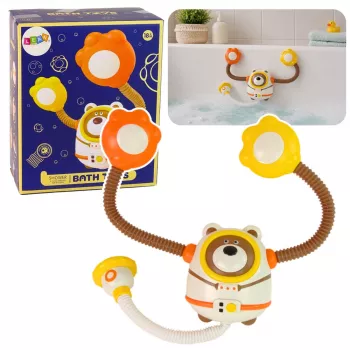 LEAN TOYS Vandeninis maudymosi žaislas Meškiukas astronautas su vandens cirkuliacija ir siurbtukais