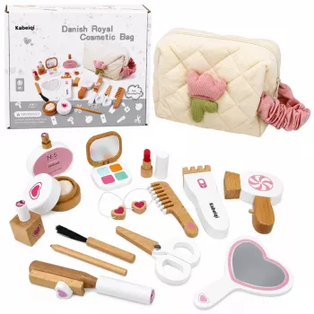 LEAN TOYS Medinis grožio rinkinys Makiažo kosmetinė su priedais 16 vnt.