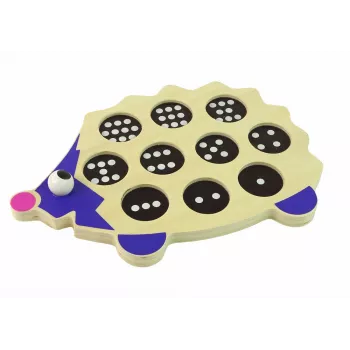 LEAN TOYS Wooden Educational Hedgehog su 10 spalvotų kuolelių