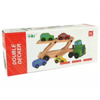 LEAN TOYS Wooden Green Truck with Trucks Blocks