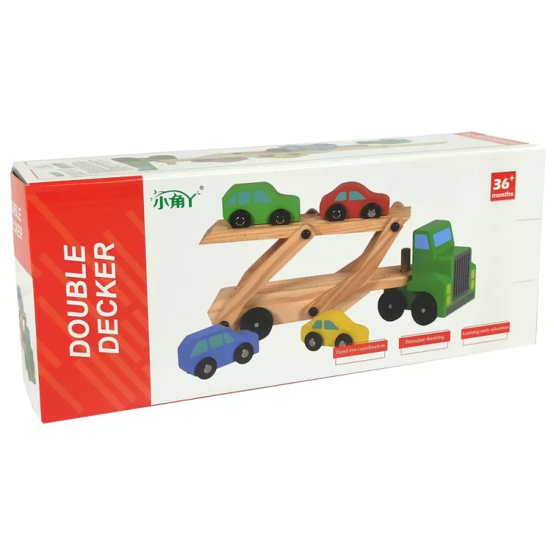 LEAN TOYS Wooden Green Truck with Trucks Blocks