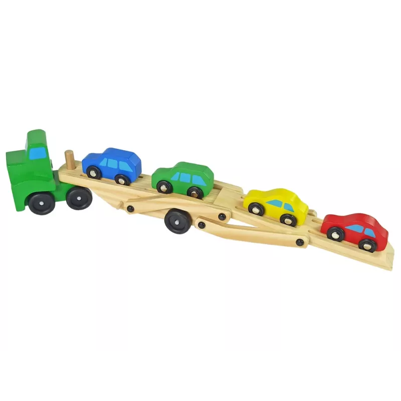 LEAN TOYS Wooden Green Truck with Trucks Blocks