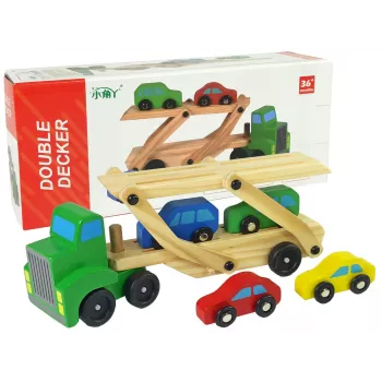LEAN TOYS Wooden Green Truck with Trucks Blocks