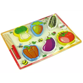 LEAN TOYS Wooden Vegetable Chopping Set 6 Pieces Tomato Peppers Cucumber