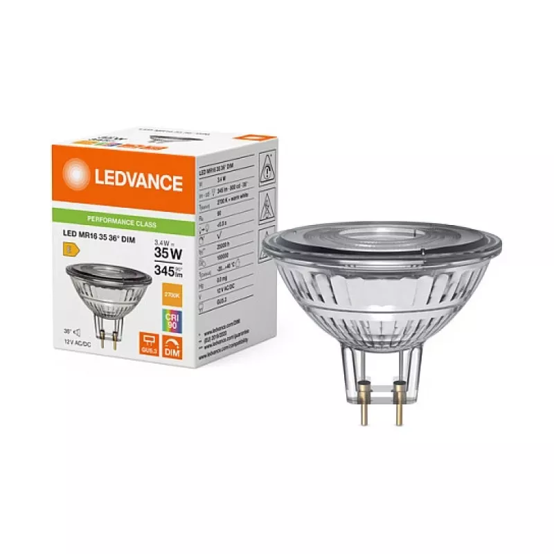 LEDVANCE PARATHOM MR16 LED reflektorius 3,4W 2700K GU5.3 pritemdomas 36° 230lm