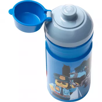 LEGO City geriamasis butelis 390 ml mėlynas su minkštu silikoniniu snapeliu ir permatomu dangteliu, PP/silikonas, 1 vnt. (40561735)