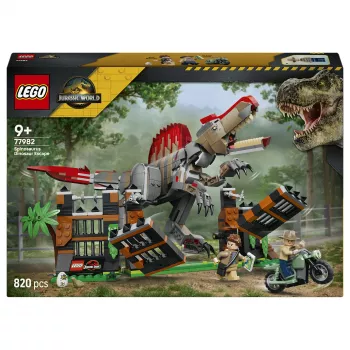 LEGO Jurassic World 77982 Spinosaurus Dinosaur Escape konstravimo rinkinys su Owen Grady ir Claire Dearing minifigūrėlėmis (248 dalių)