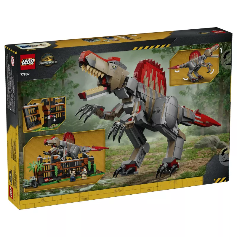 LEGO Jurassic World 77982 Spinosaurus Dinosaur Escape konstravimo rinkinys su Owen Grady ir Claire Dearing minifigūrėlėmis (248 dalių)