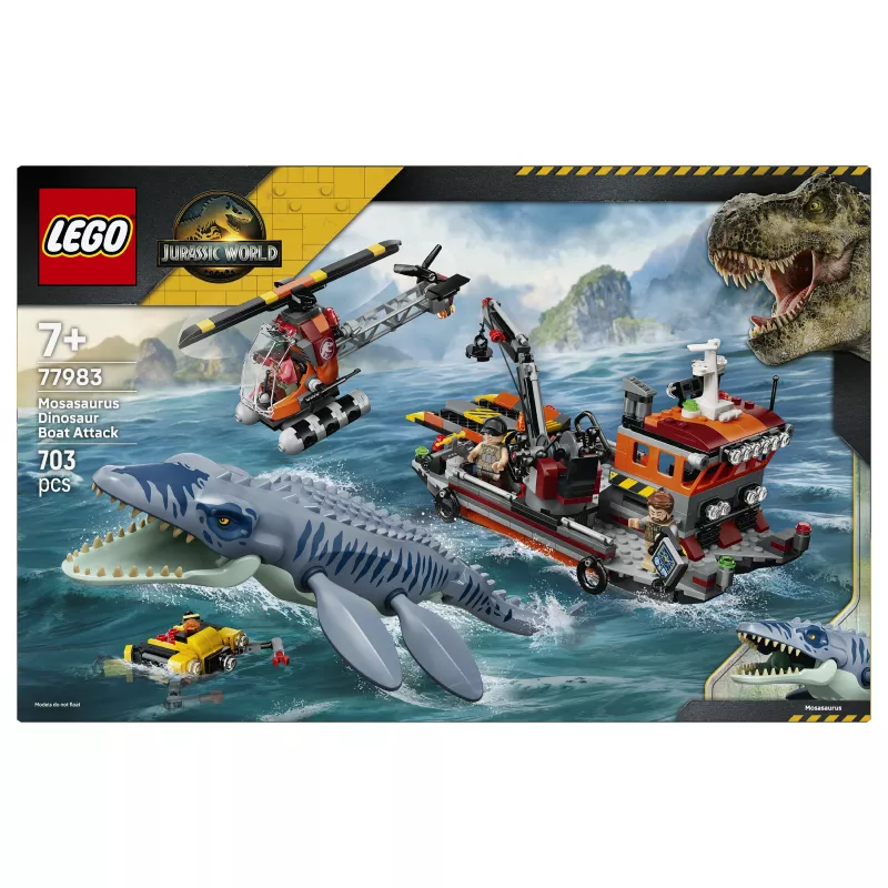 LEGO Jurassic World 77983 Mosasaurus Dinosaur Boat Attack (280 dalių, 3 minifigūrėlės, nuo 7 metų) | Kur.lt