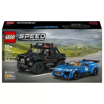 LEGO Speed Champions 77264 Jaguar F-TYPE Project 7 ir Land Rover Defender Classic statybinis rinkinys