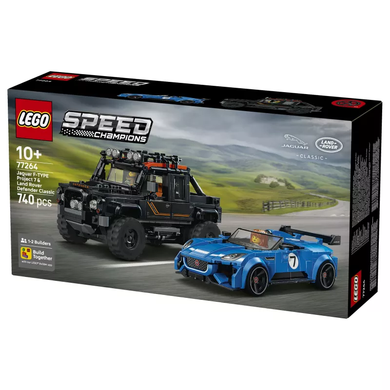LEGO Speed Champions 77264 Jaguar F-TYPE Project 7 ir Land Rover Defender Classic statybinis rinkinys
